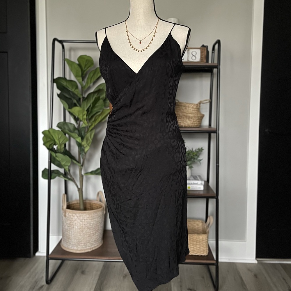 Cushnie Target Black Leopard Slip Wrap Dress